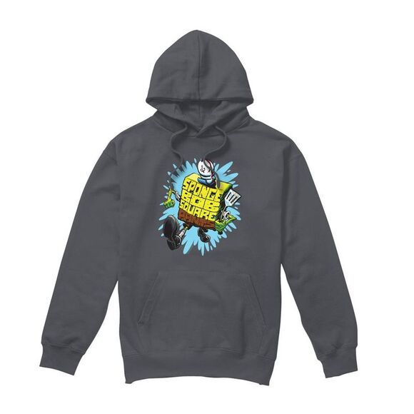 SpongeBob SquarePants Mens Letter Hoodie / Charcoal